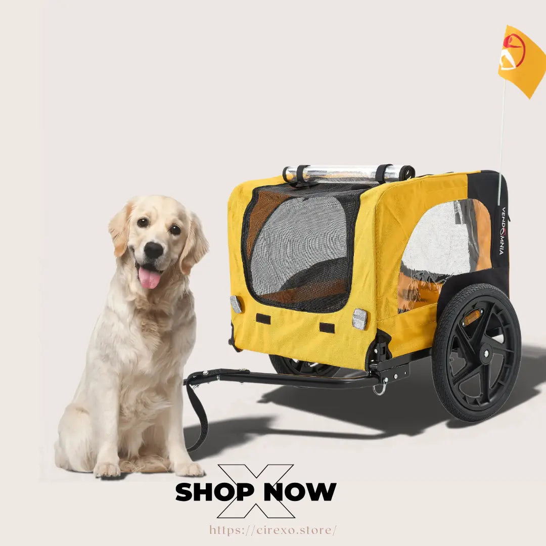 Yellow Foldable Dog Stroller & Bike Trailer Cirexo