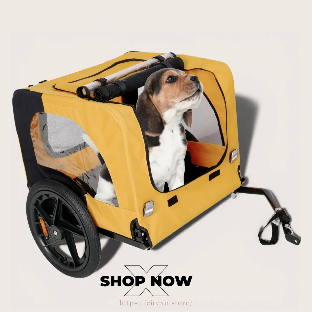 Yellow Foldable Dog Stroller & Bike Trailer Cirexo