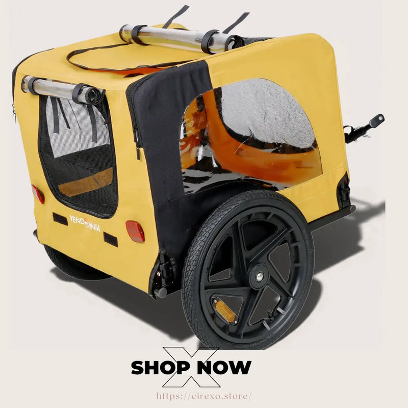Yellow Foldable Dog Stroller & Bike Trailer Cirexo