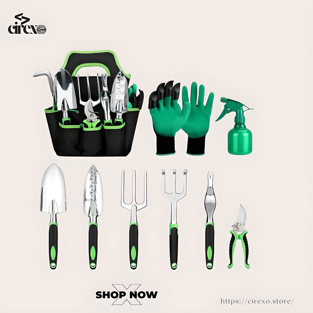 9-Piece Aluminum Gardening Tool Set – Silicone Handle Cirexo