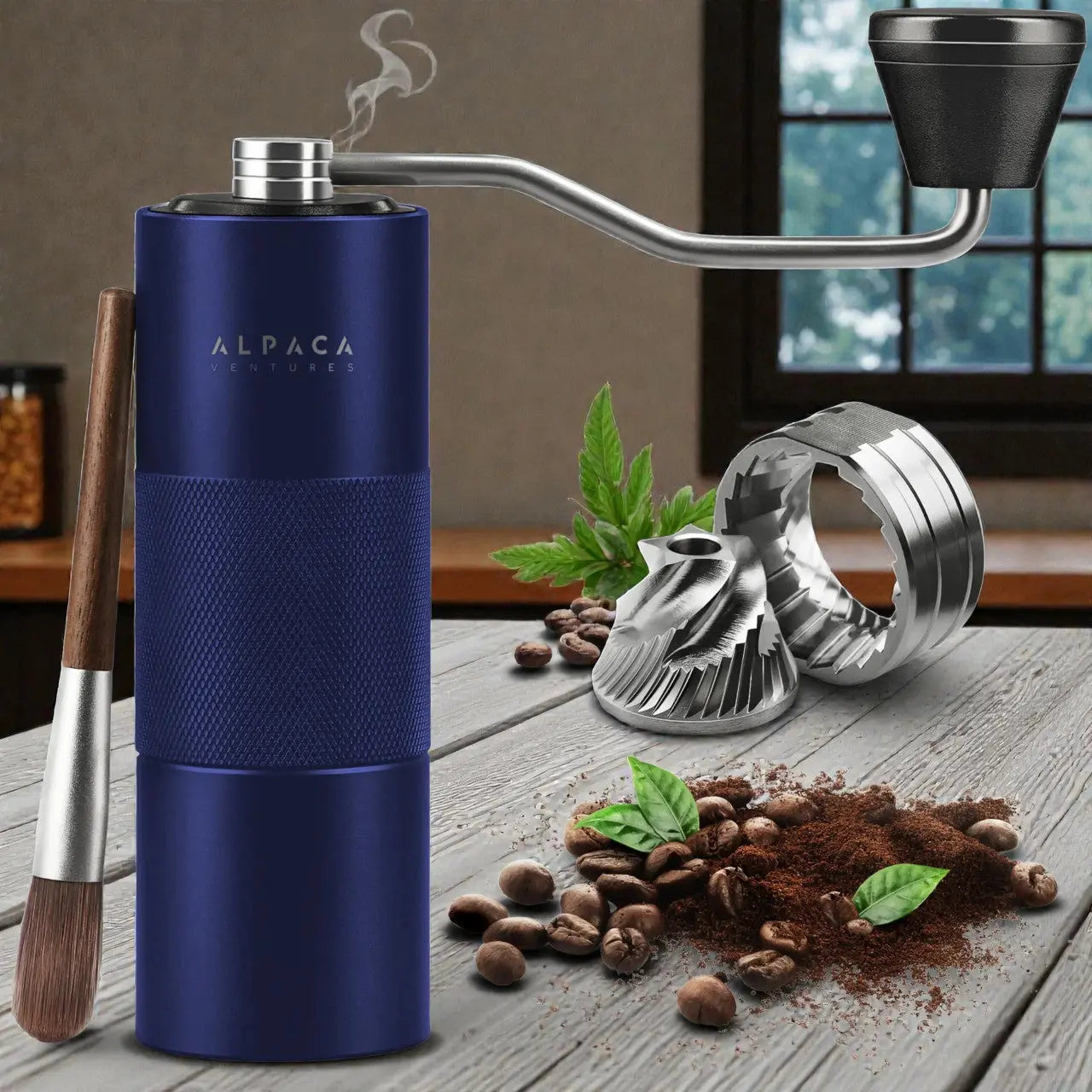 Blue Stainless Manual Coffee Grinder Cirexo